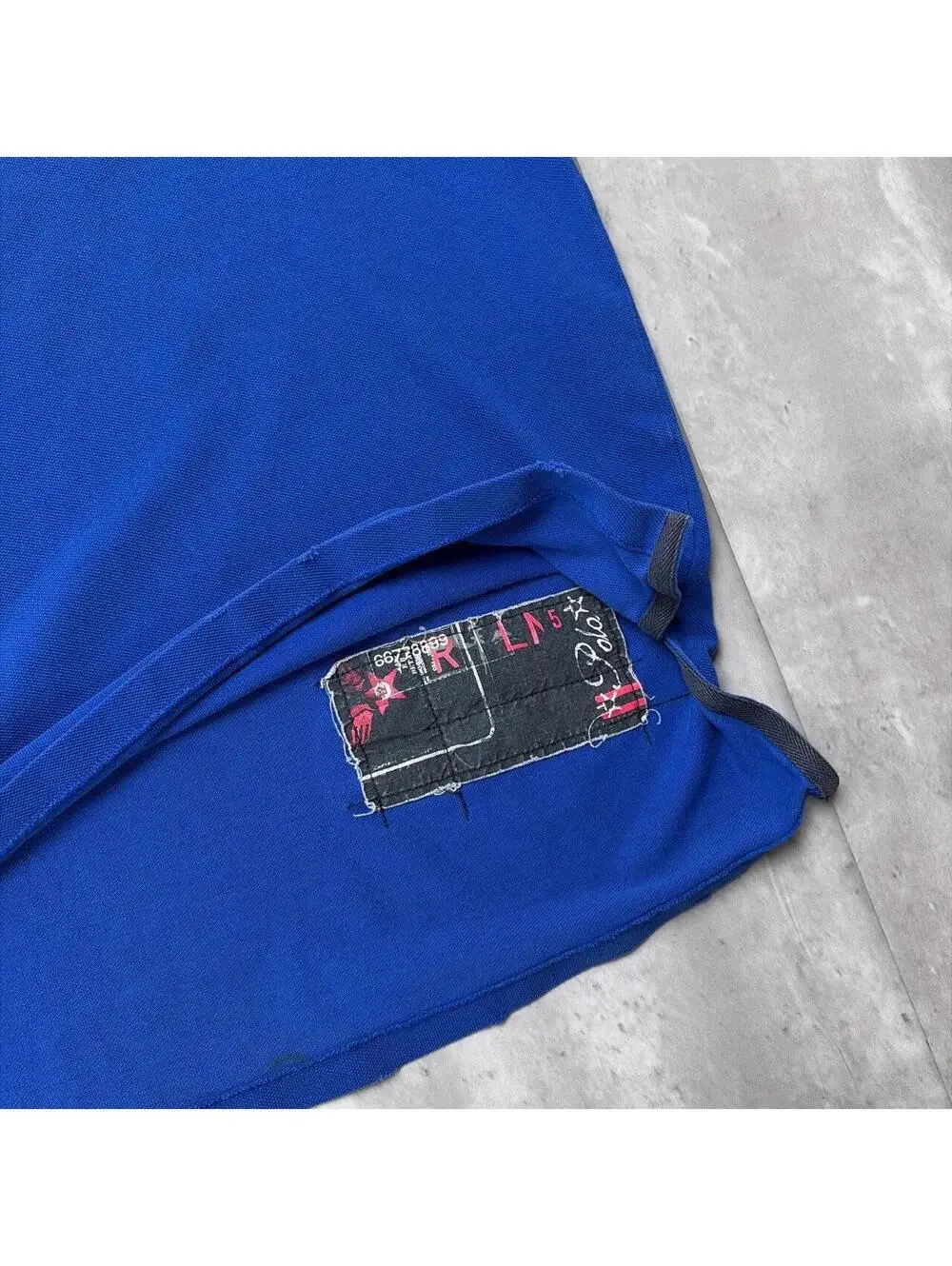 Vintage 90’s Blue Polo Ralph Lauren Grunge Distressed Rugby Polo Shirt